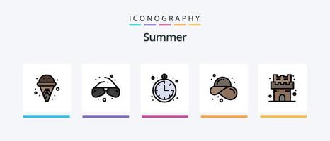 ligne d'été remplie de 5 packs d'icônes comprenant. boire. plage. froid. glace. conception d'icônes créatives vecteur