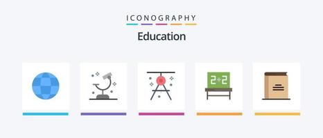 pack d'icônes plat 5 pour l'éducation, y compris le livre. éducation. science. tableau noir. rédaction. conception d'icônes créatives vecteur