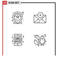 pack d'icônes vectorielles stock de 4 signes et symboles de ligne pour l'emplacement cadeau examen chat mobile cadeau éléments de conception vectoriels modifiables vecteur