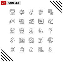 25 icônes créatives signes et symboles modernes d'aide communication lapin serveur base de données éléments de conception vectoriels modifiables vecteur