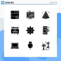 pack d'icônes vectorielles de stock de 9 signes et symboles de ligne pour le réglage de la nourriture de l'utilisateur éléments de conception vectoriels modifiables ouverts vecteur