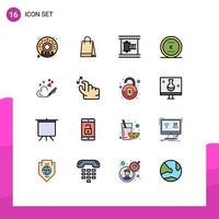 ensemble de 16 symboles d'icônes d'interface utilisateur modernes signes pour l'amour bureau film argent affaires éléments de conception vectoriels créatifs modifiables vecteur