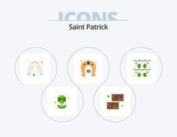 pack d'icônes plat saint patrick 5 conception d'icônes. guirlande. fer à cheval. acclamations. fortune. jour vecteur