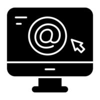 icône de conception solide conceptuelle du signe e-mail vecteur