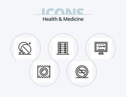 conception d'icônes pack 5 d'icônes de ligne de santé et de médecine. médical. préservatif. médical. dossier. document vecteur