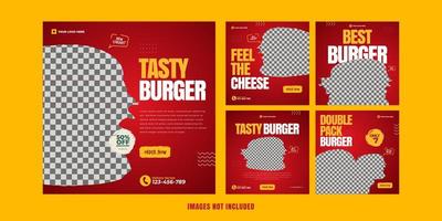 burger pour l'ensemble de modèles de publicité sur les réseaux sociaux vecteur