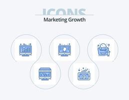 pack d'icônes bleues de croissance marketing 5 conception d'icônes. argent. gestion. réseau social. finance. croissance vecteur