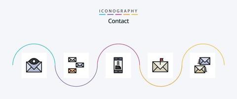 ligne de contact remplie de pack d'icônes plat 5, y compris e-mail. communication. e-mail. téléphone. Contactez-nous vecteur