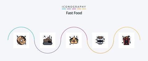 ligne de restauration rapide remplie de pack d'icônes plat 5 comprenant. poulet. malbouffe. nourriture. nourriture vecteur
