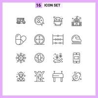 pack d'icônes vectorielles stock de 16 signes et symboles de ligne pour l'enseignement des sciences de l'école de table éléments de conception vectoriels modifiables phirni vecteur