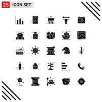 pack de 25 glyphes solides créatifs d'éléments de conception vectoriels modifiables de jour de calendrier wifi terre vecteur