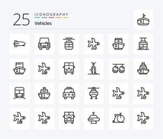 pack d'icônes de 25 lignes de véhicules, y compris le transport. avion. Véhicules. Info. Véhicules vecteur