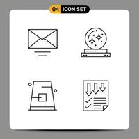 ligne d'interface mobile ensemble de 4 pictogrammes d'éléments de conception vectoriels modifiables d'automne de magicien de boucle de courrier vecteur