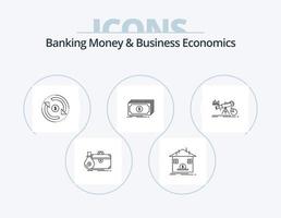 pack d'icônes de ligne d'argent bancaire et d'économie d'entreprise 5 conception d'icônes. dette. aider. calcul. gouvernement. bâtiment vecteur