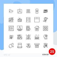 ensemble de 25 lignes vectorielles sur la grille pour le transfert du fichier utilisateur du smartphone shopping éléments de conception vectoriels modifiables vecteur