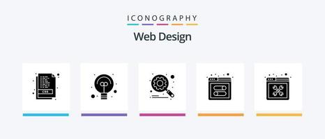 pack d'icônes de glyphe de conception Web 5, y compris la conception. réparation. analyse. site Internet. développement. conception d'icônes créatives vecteur