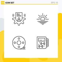 ensemble de 4 symboles d'icônes d'interface utilisateur modernes signes pour définir la carte cinématographique matin clapper board éléments de conception vectoriels modifiables vecteur
