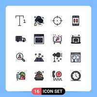 16 icônes créatives signes et symboles modernes des dispositifs de pause d'objectif de livraison de transport éléments de conception vectoriels créatifs modifiables vecteur