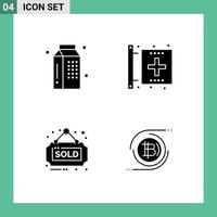 ensemble de 4 symboles d'icônes d'interface utilisateur modernes signes pour la cuisson des éléments de conception vectoriels réels modifiables de maladie de repas de santé vecteur