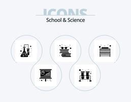 pack d'icônes de glyphe scolaire et scientifique 5 conception d'icônes. connaissance. chimie. en lisant. livres vecteur