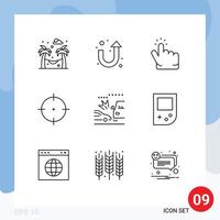 aperçu de l'interface mobile ensemble de 9 pictogrammes d'éléments de conception vectoriels modifiables de cible de voiture de console de voitures vecteur