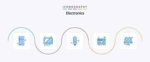 pack d'icônes bleu électronique 5 comprenant. solaire. épargnant. éco. musique vecteur