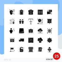 pack de glyphes solides de 25 symboles universels d'investissement de planification de salle de bains de vidange éléments de conception vectoriels modifiables d'entreprise vecteur