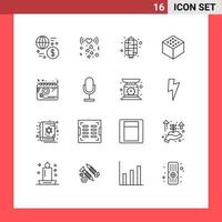 16 contours vectoriels thématiques et symboles modifiables des éléments de conception vectoriels modifiables de l'année du bord du signal du calendrier du plan vecteur