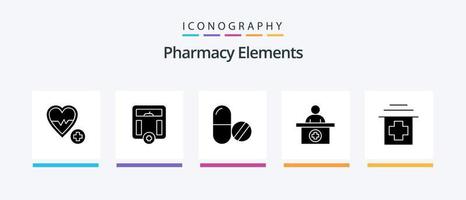 pack d'icônes de glyphe 5 d'éléments de pharmacie comprenant la réception. médical . tablette. médical. conception d'icônes créatives vecteur