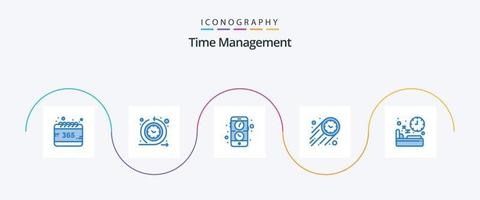 pack d'icônes bleues de gestion du temps 5, y compris l'alimentation. temps. application. chronomètre. rapide vecteur