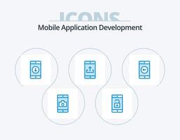 développement d'applications mobiles pack d'icônes bleues 5 conception d'icônes. télécharger. application mobile. application. mobile. flèche vecteur