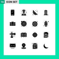 16 icônes créatives signes et symboles modernes de la tour de transport de l'espace de sac construisant des éléments de conception vectoriels modifiables vecteur