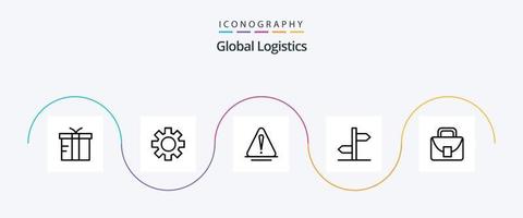 pack d'icônes de la ligne logistique mondiale 5, y compris le travailleur. signe. alerte. conseil. direction vecteur