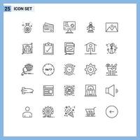 pack d'icônes vectorielles stock de 25 signes et symboles de ligne pour ordinateur portable flux finance sport éléments de conception vectoriels modifiables en direct vecteur