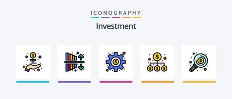 ligne d'investissement remplie de 5 packs d'icônes, y compris la croissance. investissement. investissement. entreprise. assurance. conception d'icônes créatives vecteur