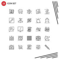 25 lignes vectorielles thématiques et symboles modifiables d'éléments de conception vectoriels modifiables de l'usine de marché de jouets de tarte aux appareils vecteur