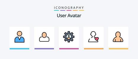 ligne d'utilisateur remplie de 5 packs d'icônes, y compris le profil. avatar. homme. basique. regardé. conception d'icônes créatives vecteur