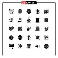 interface mobile glyphe solide ensemble de 25 pictogrammes de couverture boutique signe en ligne traiter éléments de conception vectoriels modifiables vecteur