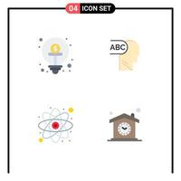 pack d'icônes plates de 4 symboles universels d'études commerciales financement atome maison éléments de conception vectoriels modifiables vecteur