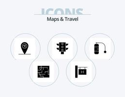 cartes et pack d'icônes de glyphe de voyage 5 conception d'icônes. . lumière. . voyage vecteur