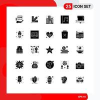25 icônes créatives signes et symboles modernes d'éléments de conception vectoriels modifiables de médias audio de ville de carte d'interface vecteur