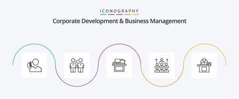 pack d'icônes ligne 5 de développement d'entreprise et de gestion d'entreprise, y compris moniteur. bureau. accord. ordinateur. poignée de main vecteur