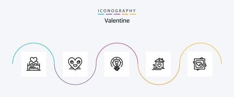 pack d'icônes valentine line 5, y compris le jour. Valentin. jour. sourire. smiley vecteur