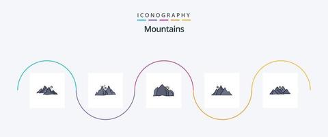 ligne de montagnes remplie de pack d'icônes plat 5, y compris la colline. montagne. montagne. soleil. nature vecteur