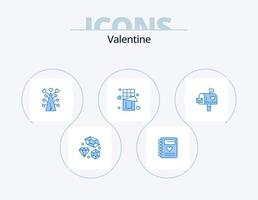 pack d'icônes bleu saint valentin 5 conception d'icônes. doux. aimer. aimer. chocolat. Saint Valentin vecteur