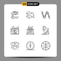 pack de 9 contours créatifs de test mandarin hertz calendrier chinois éléments de conception vectoriels modifiables vecteur