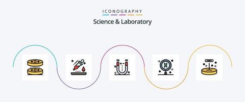 pack d'icônes plat 5 rempli de ligne scientifique, y compris la biologie. science. attraction. laboratoire. la biologie vecteur