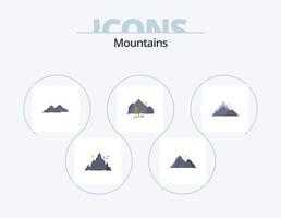 pack d'icônes plates montagnes 5 conception d'icônes. nature. colline. montagne. scène. colline vecteur