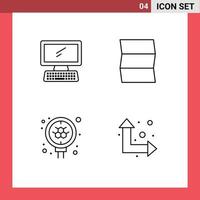 4 icônes créatives signes et symboles modernes d'ordinateur molécule clavier carte recherche éléments de conception vectoriels modifiables vecteur