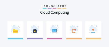 pack d'icônes plat 5 de cloud computing, y compris la connexion. nuage. rafraîchir. nuage. conception d'icônes créatives vecteur